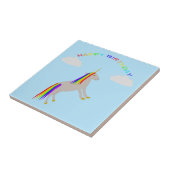 Fantasy Birthday Unicorn Regenbogen und Wolken Fliese (Seite)