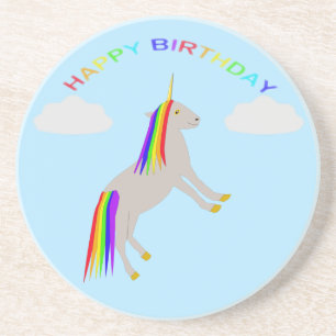 Fantasy Birthday Unicorn Regenbogen und Wolken Getränkeuntersetzer