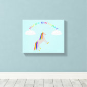 Fantasy Birthday Unicorn Regenbogen und Wolken Leinwanddruck (Insitu (Holzboden))