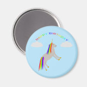 Fantasy Birthday Unicorn Regenbogen und Wolken Magnet (Vorderseite/Rückseite)