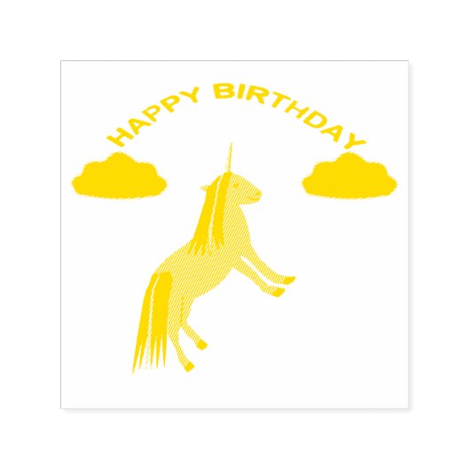 Fantasy Birthday Unicorn Regenbogen und Wolken Permastempel (Design)