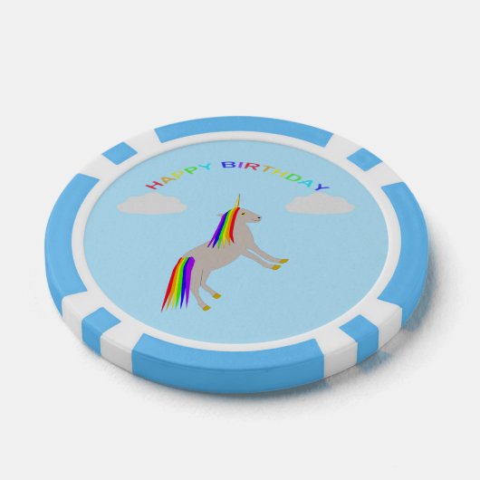 Fantasy Birthday Unicorn Regenbogen und Wolken Pokerchips (Einzeln)