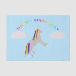 Fantasy Birthday Unicorn Regenbogen und Wolken Seidenpapier