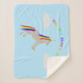Fantasy Birthday Unicorn Regenbogen und Wolken Sherpadecke (Vorderseite)