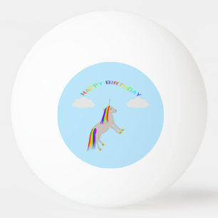 Fantasy Birthday Unicorn Regenbogen und Wolken Tischtennisball