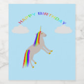 Fantasy Birthday Unicorn Regenbogen und Wolken Weinetikett (Einzelnes Label)