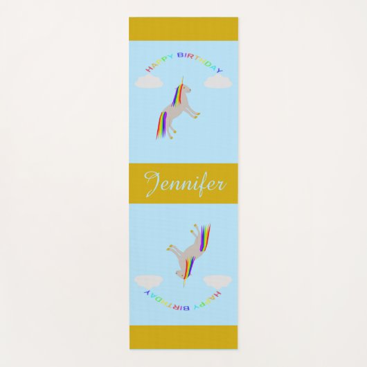 Fantasy Birthday Unicorn Regenbogen und Wolken Yogamatte (Vorderseite)