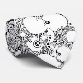 Fantasy Black and White Monster Muster Krawatte (Gerollt)