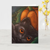 FANTASY BLACK CAT - HALLOWEWEWEEN Karte (Gelbe Blume)