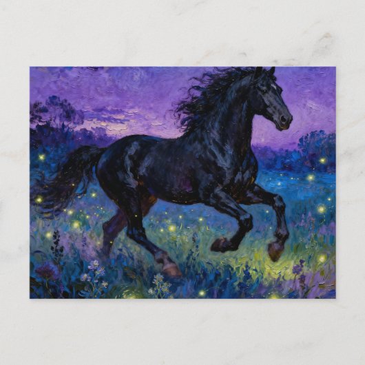 Fantasy Black Horse Postcard Postkarte (Vorderseite)