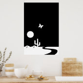 Fantasy Black/White Moonlight Butterfly Desert Poster (Küche)