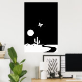 Fantasy Black/White Moonlight Butterfly Desert Poster (Heimbüro)