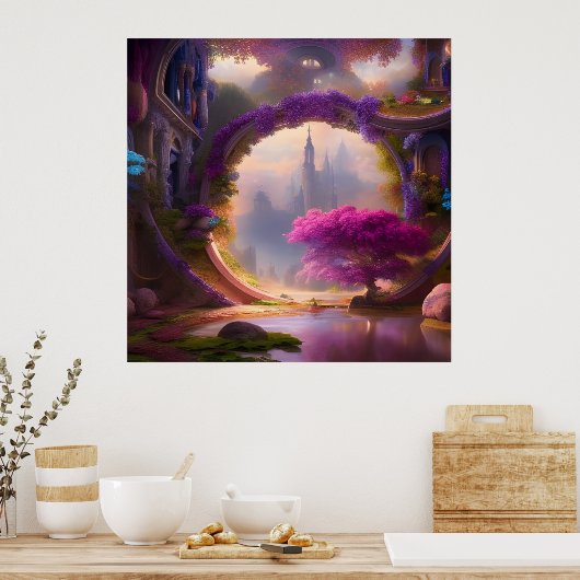 Fantasy Bläserhof Rosa Baum Poster (Küche)