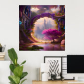 Fantasy Bläserhof Rosa Baum Poster (Heimbüro)