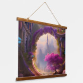 Fantasy Bläserhof Rosa Baum Wandteppich Mit Holzrahmen (Gewinkelt)