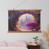 Fantasy Bläserhof Rosa Baum Wandteppich Mit Holzrahmen (Schlafzimmer)