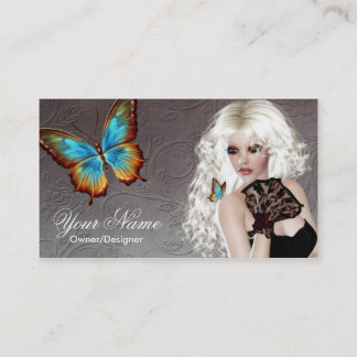 Fantasy Blonde Hair Butterfly Frauenkarte Visitenkarte