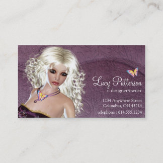 Fantasy Blonde Woman Butterfly Business Card Visitenkarte
