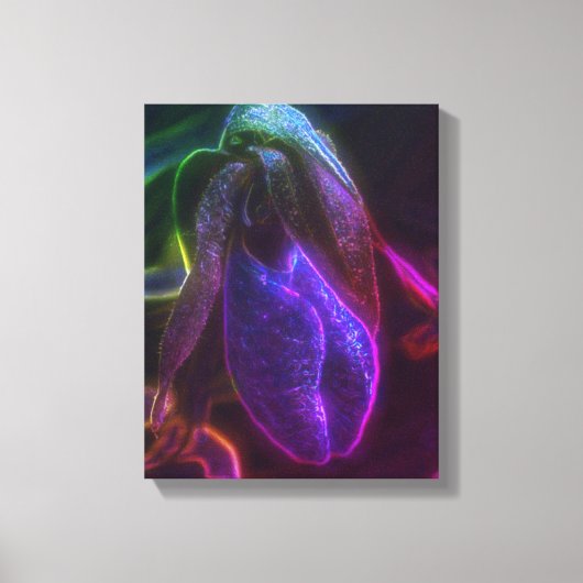 Fantasy Blue Abstrakt Lady Slipper Blume Art Leinwanddruck (Vorderseite)