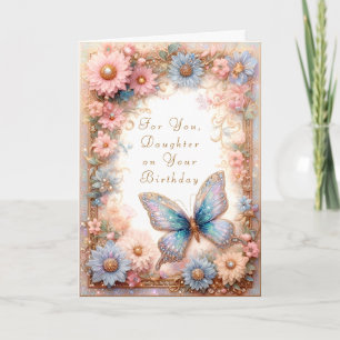 Fantasy Blue Butterfly Floral Card Karte
