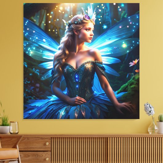 Fantasy Blue Dragonfly Faicess Prinzessin Leinwanddruck (Insitu (Wohnzimmer))