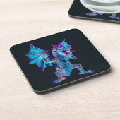 Fantasy Blue Fire Dragon 6 Untersetzer Set (Linke Seite)