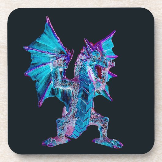 Fantasy Blue Fire Dragon 6 Untersetzer Set (Vorderseite)