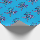 Fantasy Blue Fire Dragon Blue Geschenkpapier (Ecke)