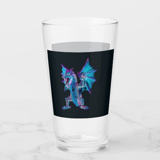 Fantasy Blue Fire Dragon Glas (Rückseite)