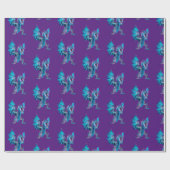 Fantasy Blue Fire Dragon Lila Geschenkpapier (Flach)