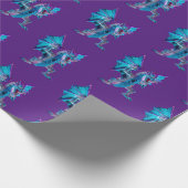 Fantasy Blue Fire Dragon Lila Geschenkpapier (Ecke)
