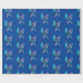 Fantasy Blue Fire Dragon Navy Blue Geschenkpapier (Flach)