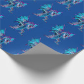 Fantasy Blue Fire Dragon Navy Blue Geschenkpapier (Ecke)