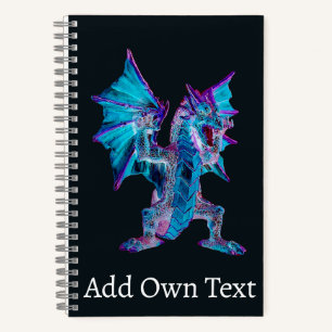 Fantasy Blue Fire Dragon Notizblock