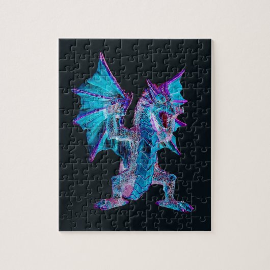 Fantasy Blue Fire Dragon Puzzle (Vertikal)