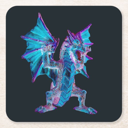 Fantasy Blue Fire Dragon Rechteckiger Pappuntersetzer (Vorderseite)