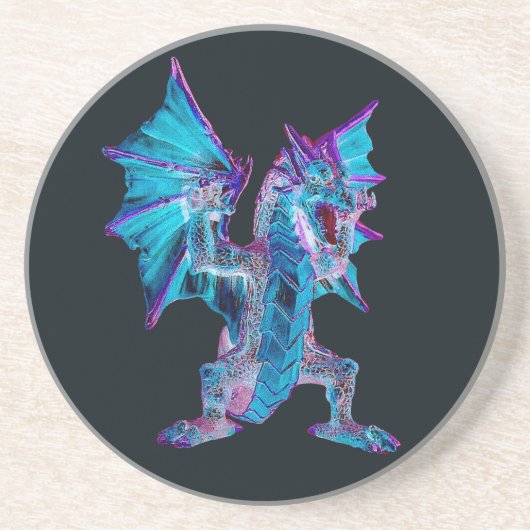 Fantasy Blue Fire Dragon Sandstone Untersetzer (Vorne)