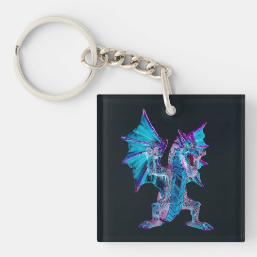 Fantasy Blue Fire Dragon Schlüsselanhänger (Vorderseite)