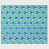 Fantasy Blue Frost Dragon Aquamarin Geschenkpapier (Flach)