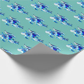 Fantasy Blue Frost Dragon Aquamarin Geschenkpapier (Ecke)