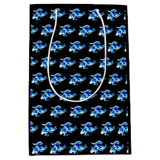 Fantasy Blue Frost Dragon Black Mittlere Geschenktüte