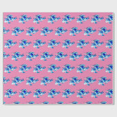 Fantasy Blue Frost Dragon Pink Geschenkpapier (Flach)