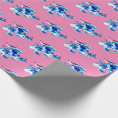 Fantasy Blue Frost Dragon Pink Geschenkpapier (Ecke)