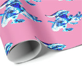 Fantasy Blue Frost Dragon Pink Geschenkpapier (Rolleneckpunkt)