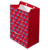 Fantasy Blue Frost Dragon Red Mittlere Geschenktüte (Vorderseite Schrägansicht)