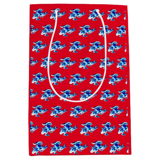 Fantasy Blue Frost Dragon Red Mittlere Geschenktüte (Vorderseite)