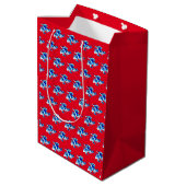 Fantasy Blue Frost Dragon Red Mittlere Geschenktüte (Rückseite Schrägansicht)