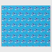 Fantasy Blue Frost Dragon Wrapping Paper Blue Geschenkpapier (Flach)