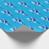 Fantasy Blue Frost Dragon Wrapping Paper Blue Geschenkpapier (Ecke)