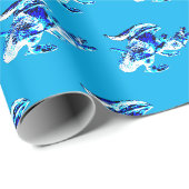 Fantasy Blue Frost Dragon Wrapping Paper Blue Geschenkpapier (Rolleneckpunkt)